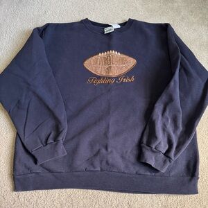 Vintage 90s Navy Blue Notre Dame Fighting Irish Football Crewneck Sweatshirt